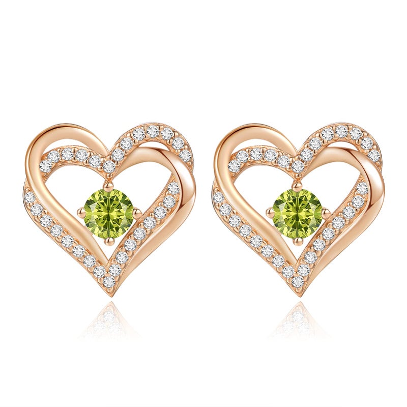 CDE Forever Love Heart Stud Earrings for Women, 925 Sterling Silver Birthstone Heart Stud Earrings Christmas Day Mother's Day Gift Anniversary Birthday Jewelry Gifts for Women Wife Her - Image 1